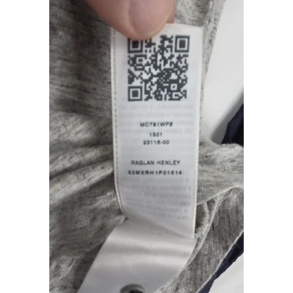 True Religion Raglan Henley Shirt Men’s 3XL Grey Thermal 4-Button Long Sleeve